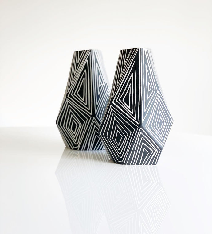Black and White Geometric Vase