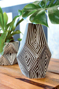 Black and White Geometric Vase